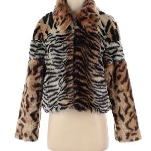 Kendall & Kylie Multicolor Animal Print Teddy Jacket